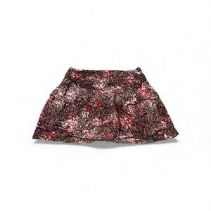 LONDONJEAN 6 Flirty Babydoll Layered Abstract Red and Black Mini Skirt